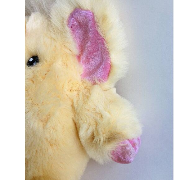Rare Vintage TB Trading Co Yellow Elephant Trunk Pink Bow Creature Huggable 13" - Picture 8 of 12